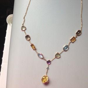 Yellow gold and semi precious gemstone necklace