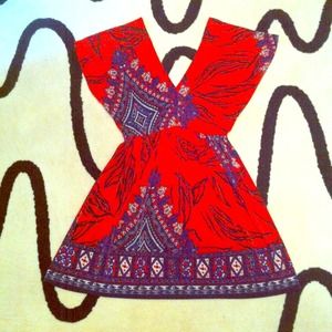 Deep V-Neck tunic mini dress