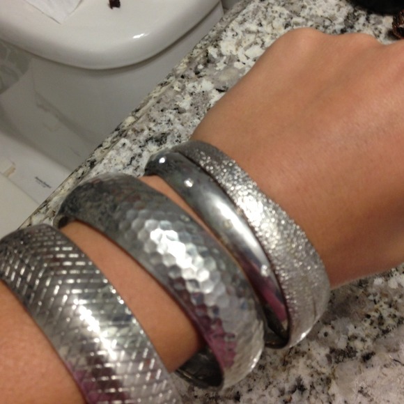 Sold-Silver bangle set - Picture 2 of 3