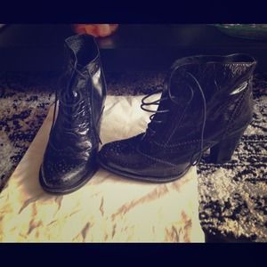 Topshop patent leather Oxford heeled boots