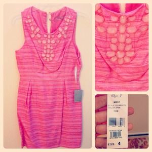 Eliza J pink jeweled neckline dress