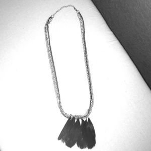 Black and silver feather necklace!