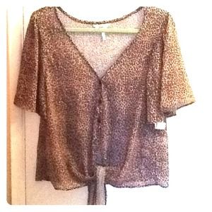 NWT Leopard Print Chiffon Shirt