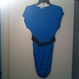 Blue dress.