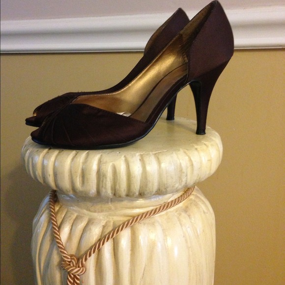 SOLD: Brown Satin Shoes - Picture 2 of 3