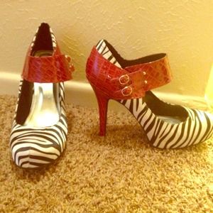 Zebra and red stilettos