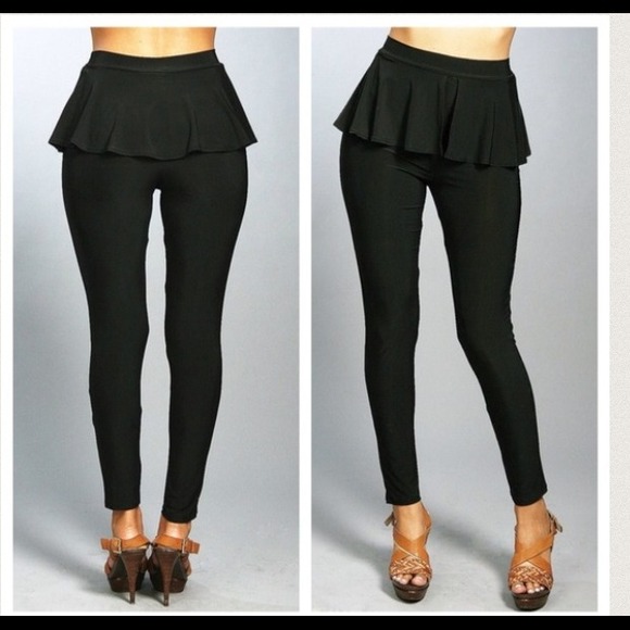 black peplum pants