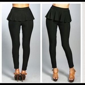 black peplum pants