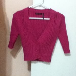 3/4 sleeve magenta cardigan
