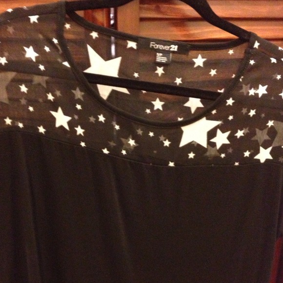 Black forever 21 top is sheer w white stars - Picture 1 of 3