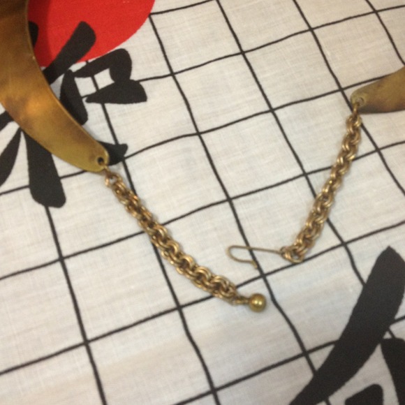 Vintage 80's Textured Brass Collar - Picture 4 of 4