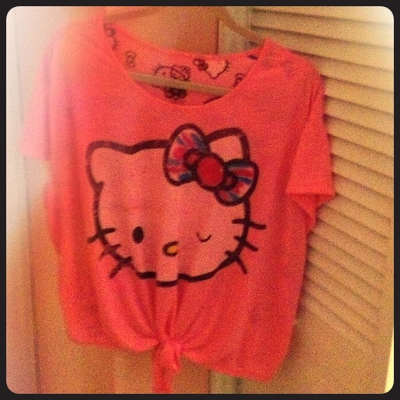 Hello kitty cropped tied shirt