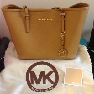 Tan Michael Kors Jet Set Travel Small Tote