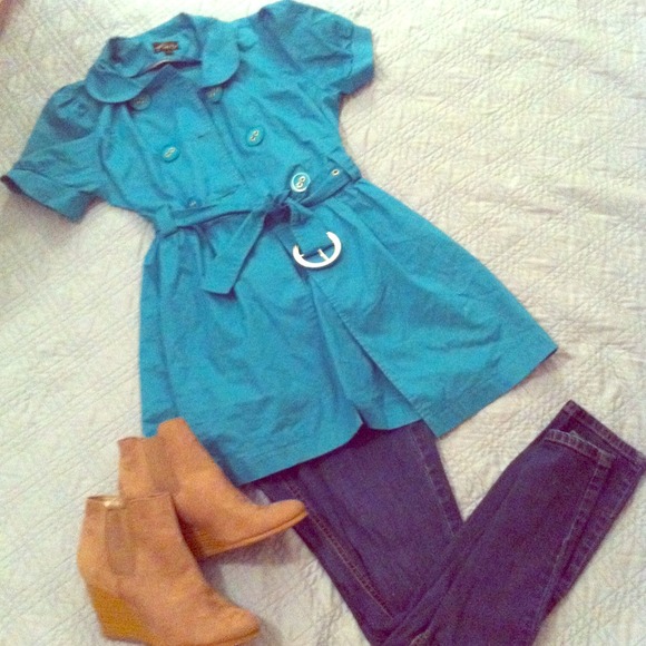 ❌Sold to a friend. Teal Babydoll Style Jacket - Picture 1 of 3
