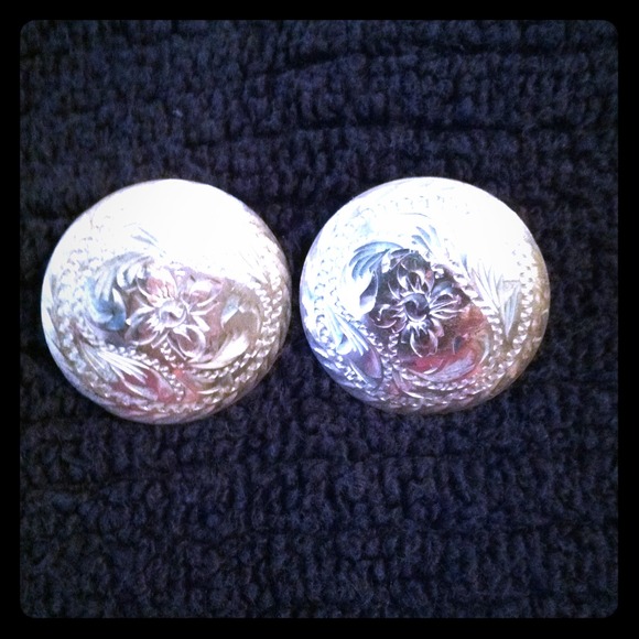 Vintage Sterling Silver Concho Post Earrings