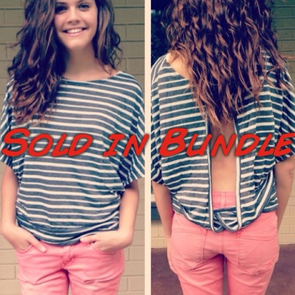 🚫SOLD🚫Open-Back Grey/White Stripe Top