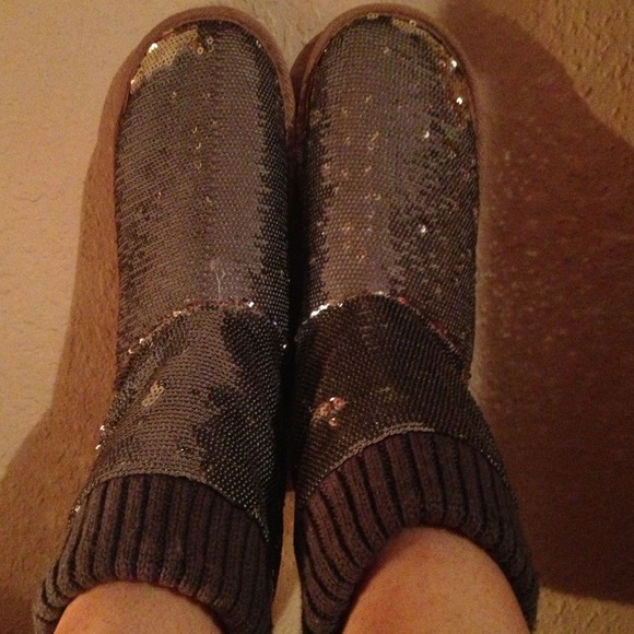 Victoria Secret Silver Bling Slipper Boots