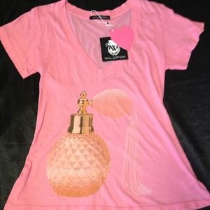 Wildfox Pink Perfume Bottle T-Shirt Sz. Small