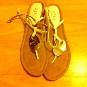 Tan white and silver sandals, never worn