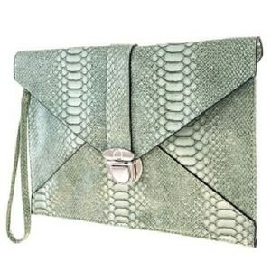 Medium sized Faux Python Clutch with Wrist Strap