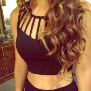 Black crop top with zipper