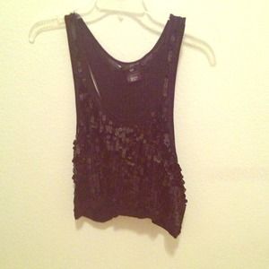 Black sparkling crop top