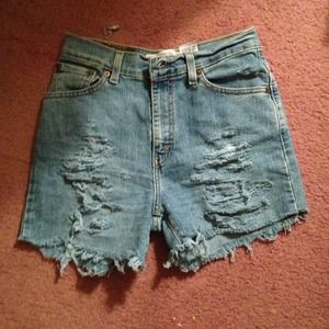 Custom made shredded Levi shorts