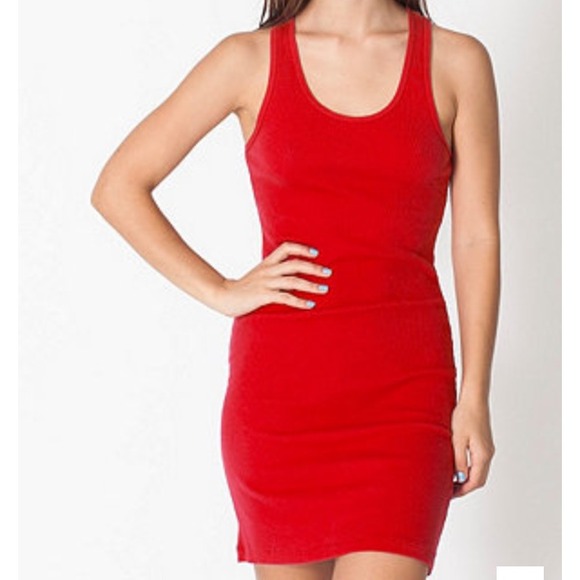 American Apparel Rib Racerback Dress in Red