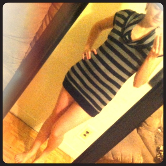 Gray and black striped mini dress