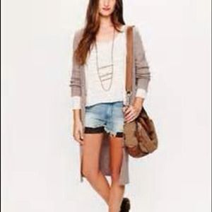 Free people long ribbed button up light sweater