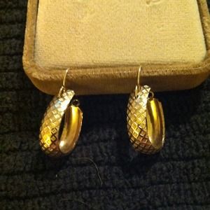 Vintage Costume Earrings Gold Oval Loops
