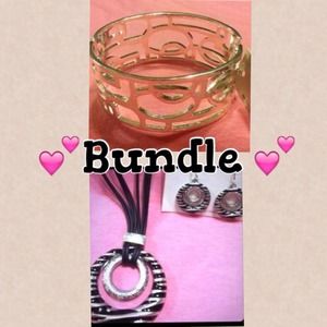 Zebra print jewelry set & gorgeous hinged bracelet