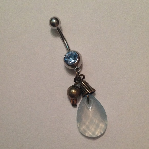 Blue gem belly ring