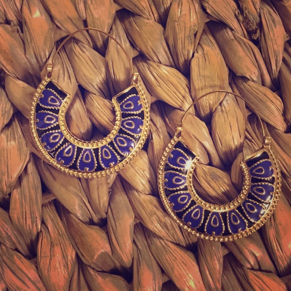Urban Outfitters Gold, Blue, and Black Earrings