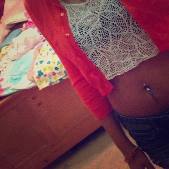 Bright orange cropped cardigan