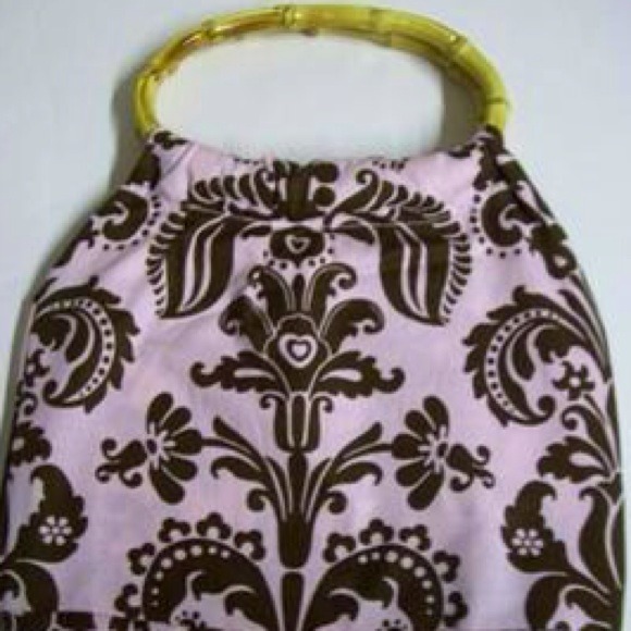 60's Vintage Pink & Brown Cloth Hobo Handbag