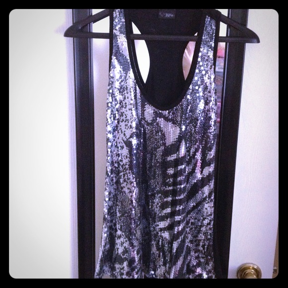 Animal sequins black lining racerback tank - Picture 1 of 2