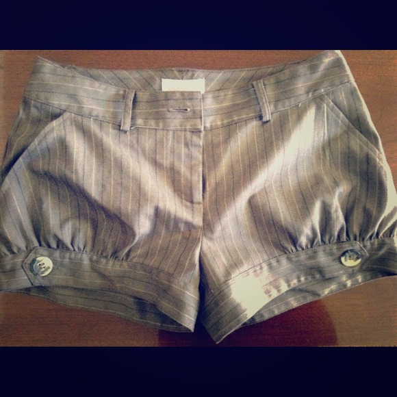 Grey Pinstriped Bubble Shorts