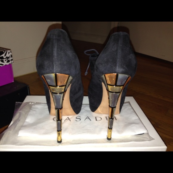 Reduced! Casadei suede booties with jeweled heel! - Picture 3 of 4