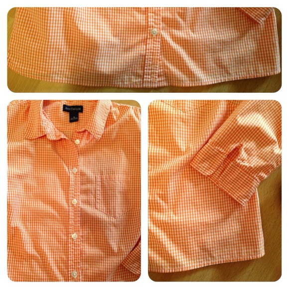 🚫Sold🚫Ann Taylor sz M, gingham orange & white. - Picture 3 of 3