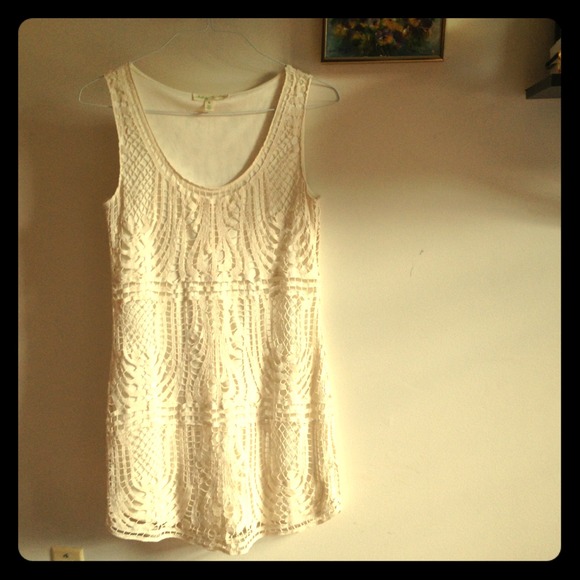 Cream colored lace sundress from Urban Outfitters.