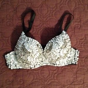 NWOT Padded sequin black bra 34B