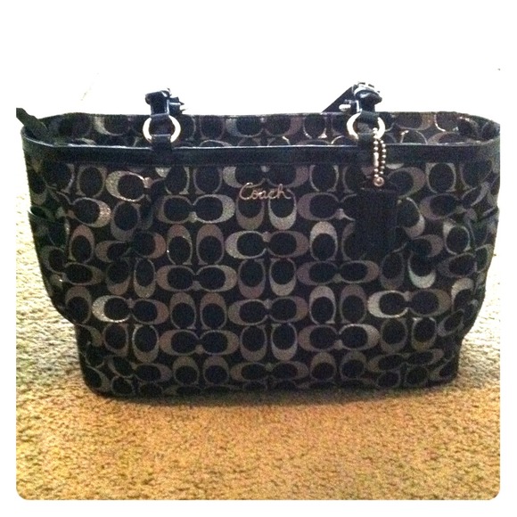 Black and Silver Coach Handbag
