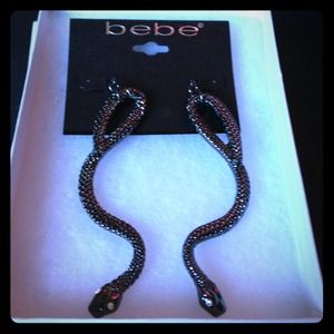 BEBE NWT Snake Earrings - Gunmetal Color