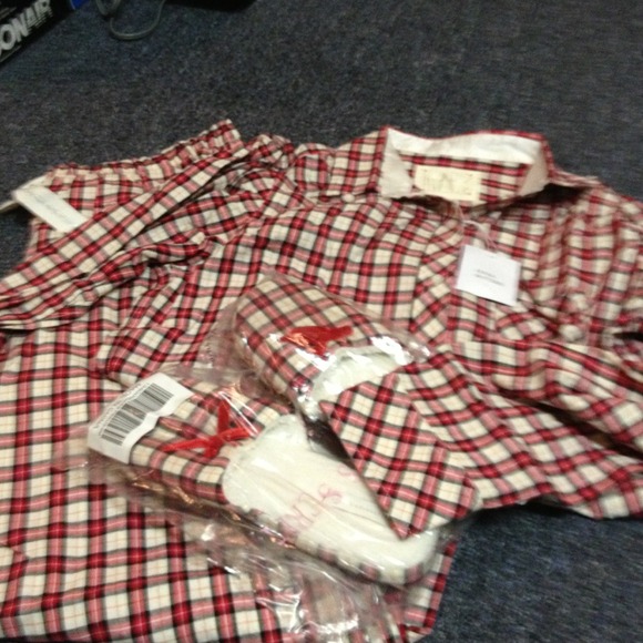 Victoria Secret light flannel PJs with slippers