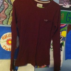 Burgundy long sleeve hollister shirt
