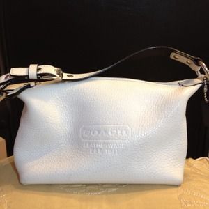 All white leather Coach Handbag