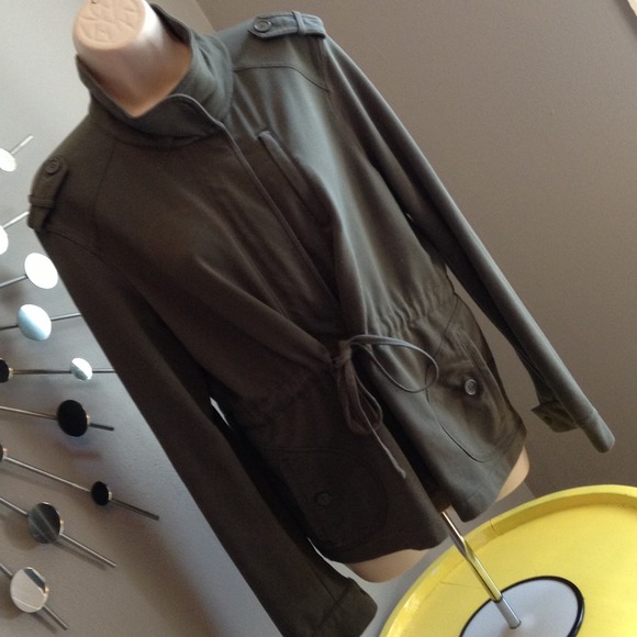 Jackets & Blazers - SALE! Army Green Zip-Up Jacket w/Drawstring Waist