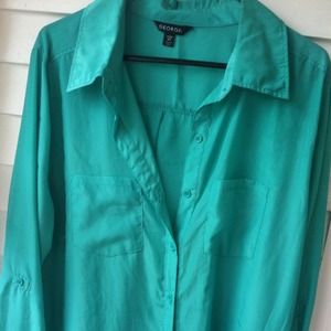 Turquoise/ green button up