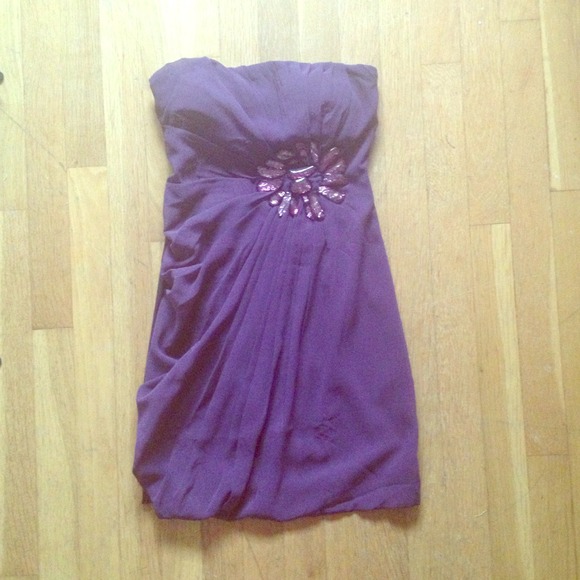 Strapless Purple Homecoming Dress